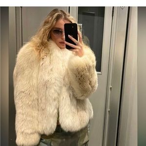 100% Real Genuine Fur long sleeve beige cream jacket.